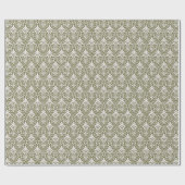 Papier Cadeau Art Déco Motif 01 - Blanc sur Camouflage Vert (Plat)