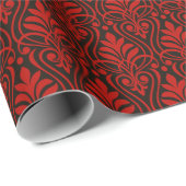 Papier Cadeau Art Déco Motif 01 - Milano Rouge sur Noir (Coin rond)