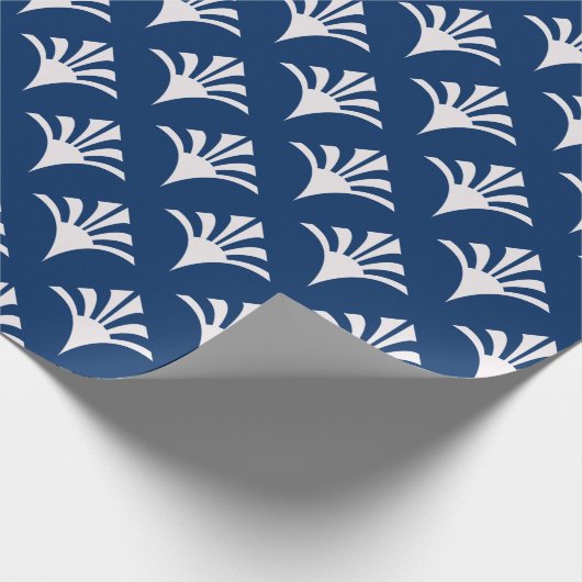 Papier Cadeau Art Déco Motif 02 - Blanc sur azur foncé (Coin)