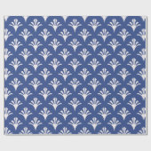 Papier Cadeau Art Déco Motif 02 - Blanc sur bleu prussien (Plat)