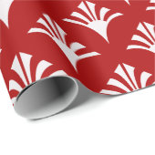 Papier Cadeau Art Déco Motif 02 - Blanc sur Milano Red (Coin rond)