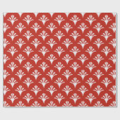 Papier Cadeau Art Déco Motif 02 - Blanc sur Perse Rouge (Plat)