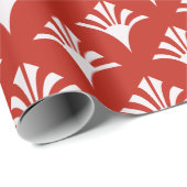 Papier Cadeau Art Déco Motif 02 - Blanc sur Perse Rouge (Coin rond)