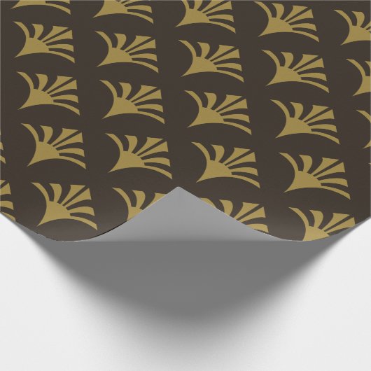 Papier Cadeau Art Déco Motif 02 - Déco Gold sur Deco Black (Coin)