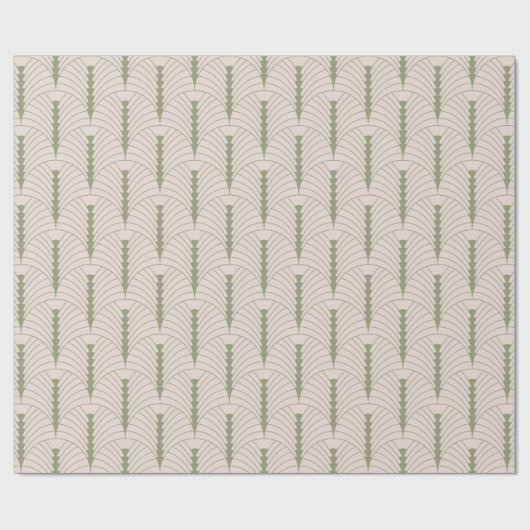 Papier Cadeau Art Déco Motif 03 - Camouflage vert sur blanc (Plat)