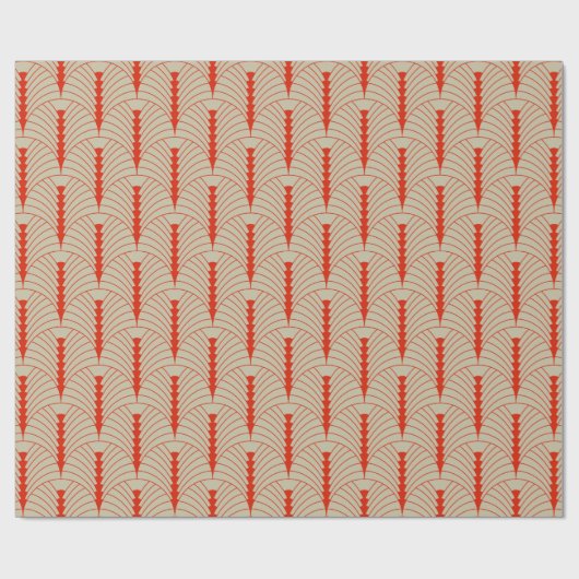 Papier Cadeau Art Déco Motif 03 - Dali's Red on Off-White (Plat)