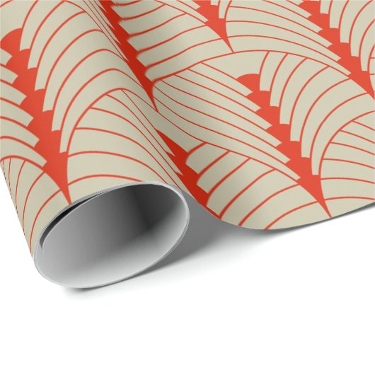 Papier Cadeau Art Déco Motif 03 - Dali's Red on Off-White (Coin rond)