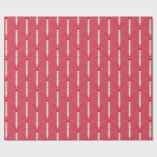 Papier Cadeau Art Déco Motif 03 - Off-White sur Paradise Pink (Plat)