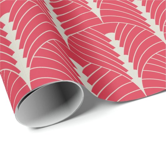 Papier Cadeau Art Déco Motif 03 - Off-White sur Paradise Pink (Coin rond)