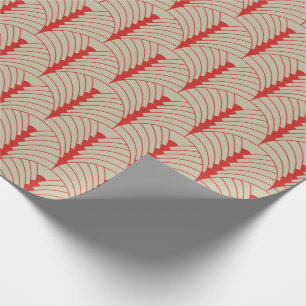 Papier Cadeau Art Déco Motif 03 - Perse rouge sur blanc cassé