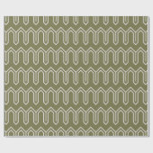 Papier Cadeau Art Déco Motif 05 - Blanc sur Camouflage Vert (Plat)