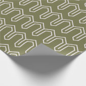 Papier Cadeau Art Déco Motif 05 - Blanc sur Camouflage Vert (Coin)