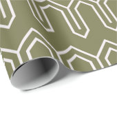 Papier Cadeau Art Déco Motif 05 - Blanc sur Camouflage Vert (Coin rond)