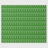 Papier Cadeau Art Déco Motif 05 - Blanc sur Green Forest (Plat)