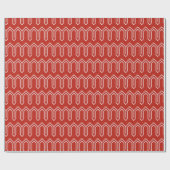 Papier Cadeau Art Déco Motif 05 - Blanc sur Perse Rouge (Plat)