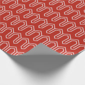 Papier Cadeau Art Déco Motif 05 - Blanc sur Perse Rouge (Coin)
