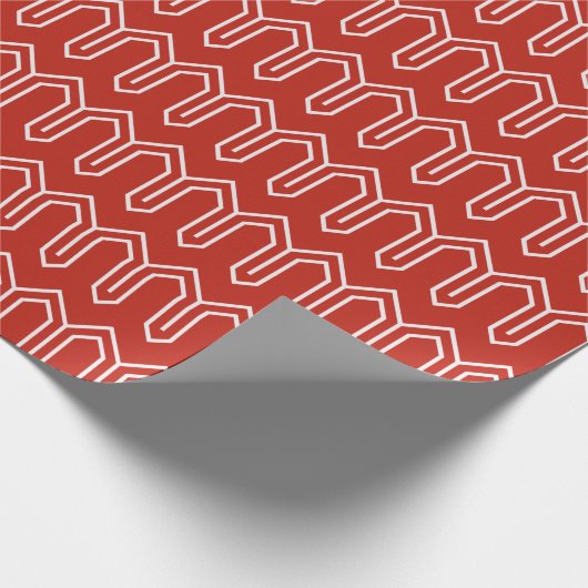 Papier Cadeau Art Déco Motif 05 - Blanc sur Perse Rouge (Coin)