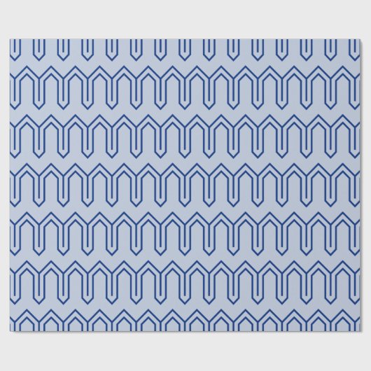 Papier Cadeau Art Déco Motif 05 - Bleu foncé sur Bleu lavande (Plat)