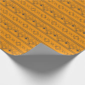 Papier Cadeau Art Déco Motif 08 - Déco Noir sur Vivid Gamboge (Coin)