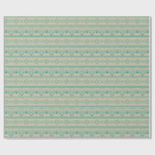 Papier Cadeau Art Déco Motif 08 - Turquoise sur Off-White (Plat)