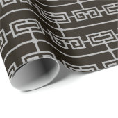 Papier Cadeau Art Déco Motif 09 - Espagnol gris sur noir (Coin rond)