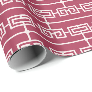 Papier Cadeau Art Déco Motif 09 - Rose clair sur rose framboise