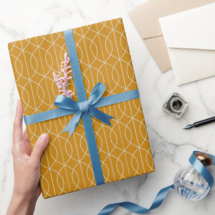 Papier Cadeau Art Déco Motif 10 - Off-White sur Deco Gold