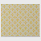 Papier Cadeau Art Déco Motif 2002 - Déco Gold sur Off-White (Plat)
