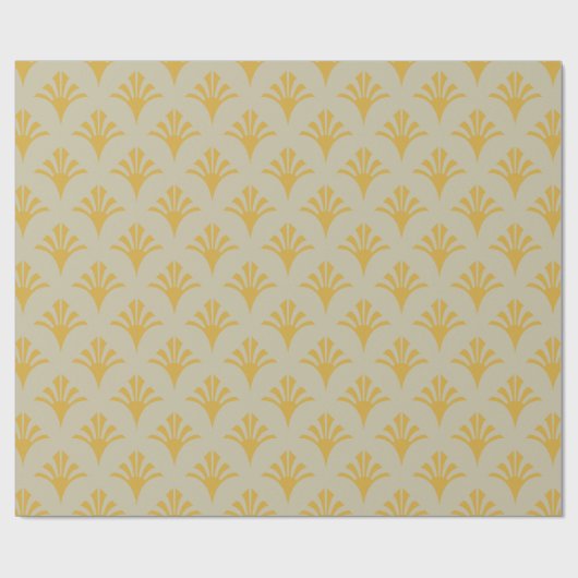 Papier Cadeau Art Déco Motif 2002 - Déco Gold sur Off-White (Plat)