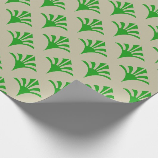 Papier Cadeau Art Déco Motif 2002 - Vert forêt sur blanc cassé (Coin)