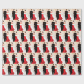 Papier Cadeau Art déco Noël couple carrelage de fête enveloppé (Plat)