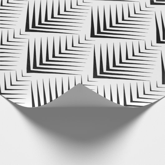 Papier Cadeau Art Déco Noir Blanc Élégant Minimal Botanique (Coin)