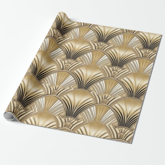 Papier Cadeau Art déco or noir (Déroulé)