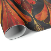 Papier Cadeau Art déco or noir rouge (Coin rond)