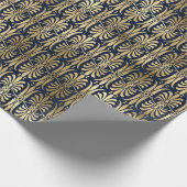 Papier Cadeau Art Déco Ornament Black Gold Elegant Blue Navy (Coin)