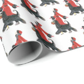 Papier Cadeau Art déco rétro dame de Noël (Coin rond)