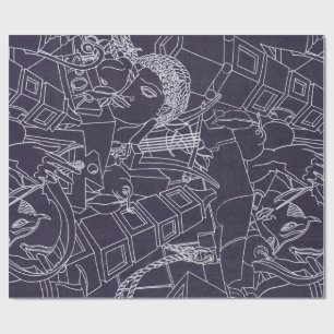 Papier Cadeau Art Déco Romain SPQR Violet Foncé Esthétique Art