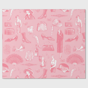 Papier Cadeau art déco rose années 1920 flapper glamor feminine