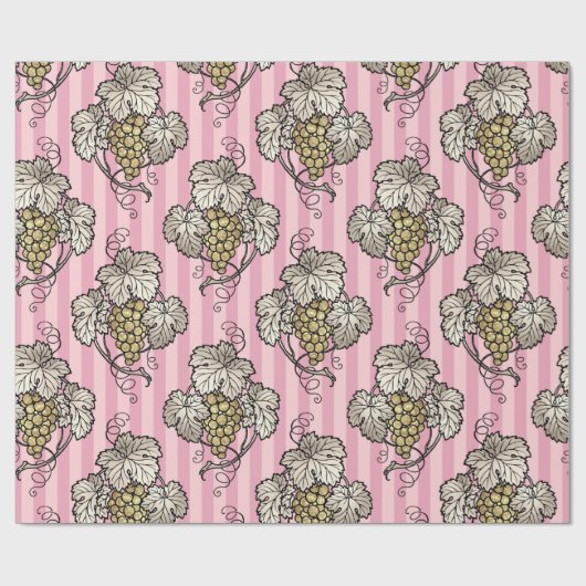 Papier Cadeau Art déco rose et or Vin à thème (Plat)