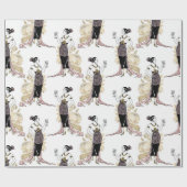 Papier Cadeau Art déco rose et or Vin à thème (Plat)