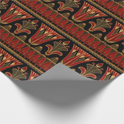 Papier Cadeau Art déco rouge et or (Coin)