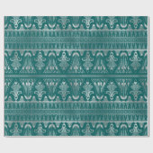 Papier Cadeau Art déco Turquoise et argenté (Plat)