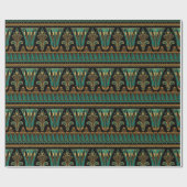 Papier Cadeau Art déco Turquoise et or (Plat)