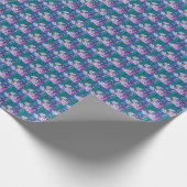 Papier Cadeau Art des fleurs bleues (Coin)