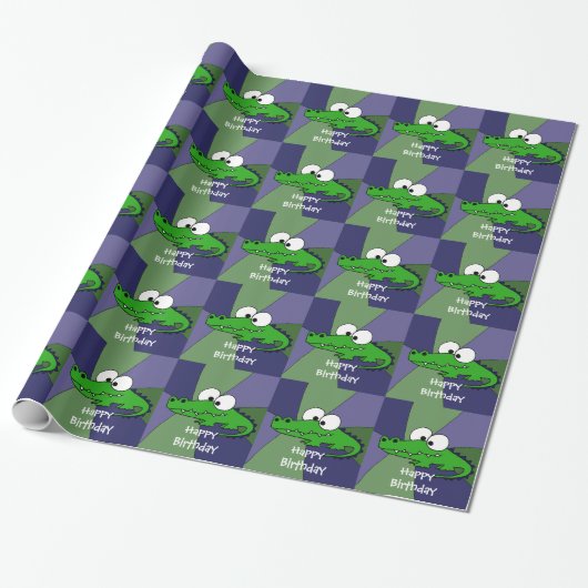 Papier Cadeau Art drôle d'alligator (Déroulé)