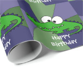 Papier Cadeau Art drôle d'alligator (Coin rond)
