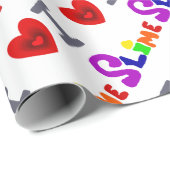 Papier Cadeau Art drôle de boue d'amour d'I (Coin rond)