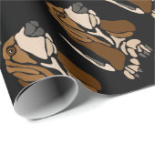 Papier Cadeau Art drôle de chien de Basset Hound (Coin rond)