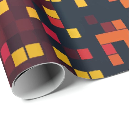 Papier Cadeau Art éclatant d'explosion de pixels (Coin rond)