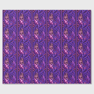 Papier Cadeau Art Fantastique de Sirène Violette Mystique Océa